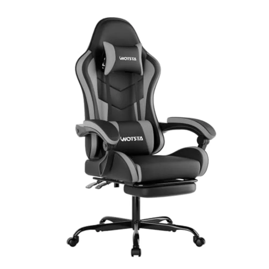 Sofas - 人間工学に基づいたデザインのゲーミングオフィスチェア。フットレスト付き。ブラックのレーシングデザインで、快適性とサポート力を向上。