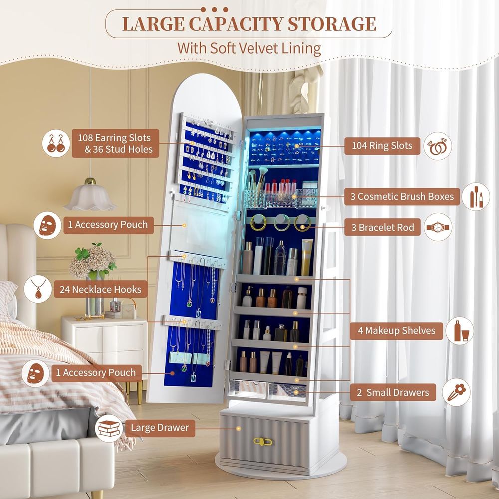 63インチの全長ミラー付き収納キャビネット – ベルベットの - Storage のレビューと価格