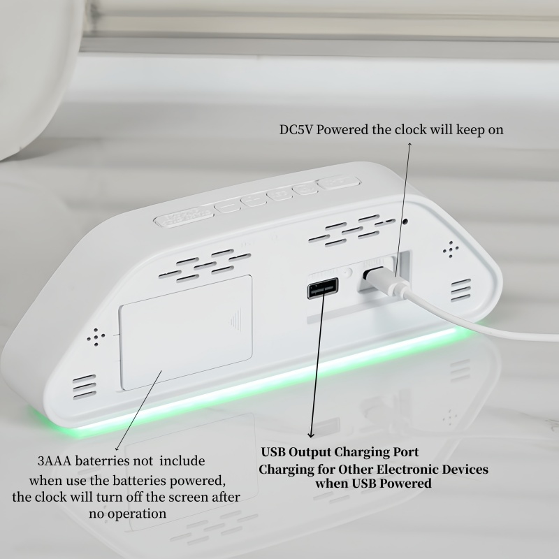 LEDデジタル目覚まし時計。ムードライト、温度表示、曜日・日 - Bedroom Furniture のレビューと価格