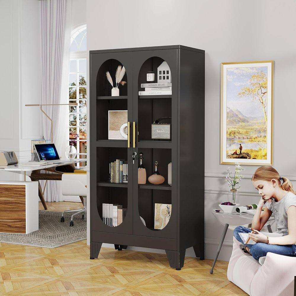 61インチのガラス製ディスプレイキャビネット（ロック付き）、 - Storage のレビューと価格