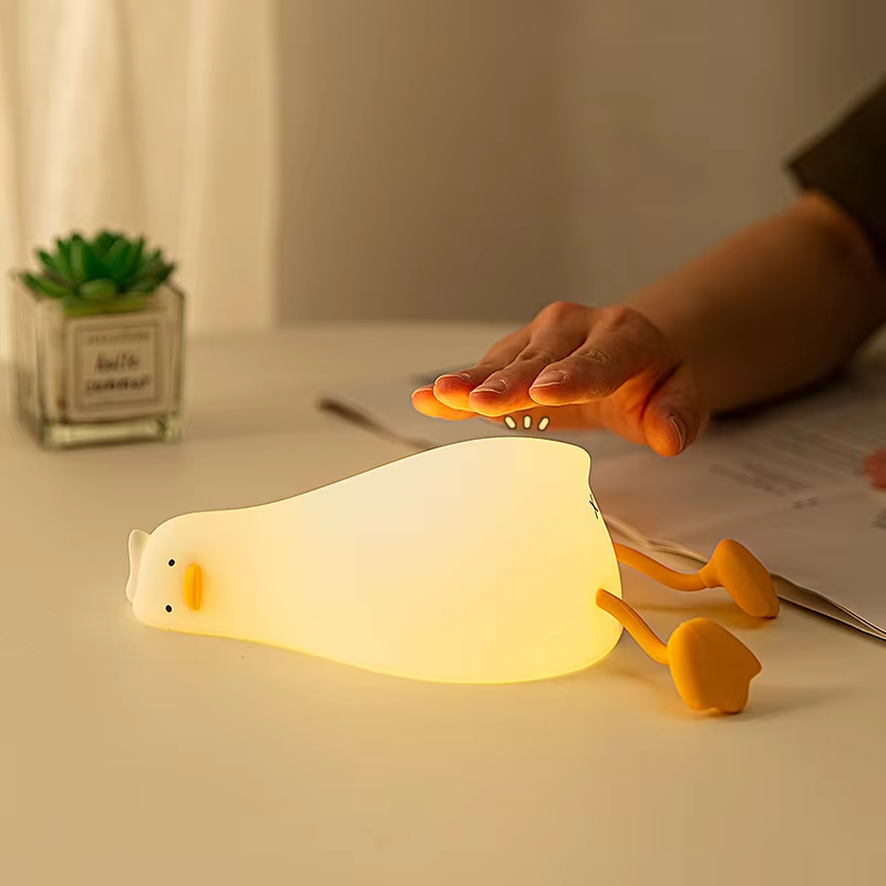 アヒル型充電式LEDナイトライト、シリコン製ランプ、ベッドサ - Floating Nightstand With Led Light のレビューと価格