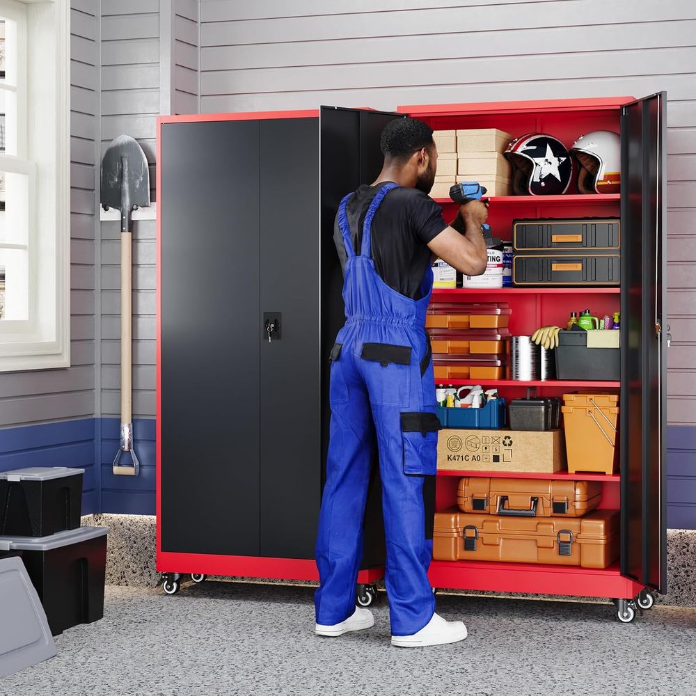 金属製ガレージ収納キャビネット（ロック付きドアと調整可能な棚 - Storage のレビューと価格